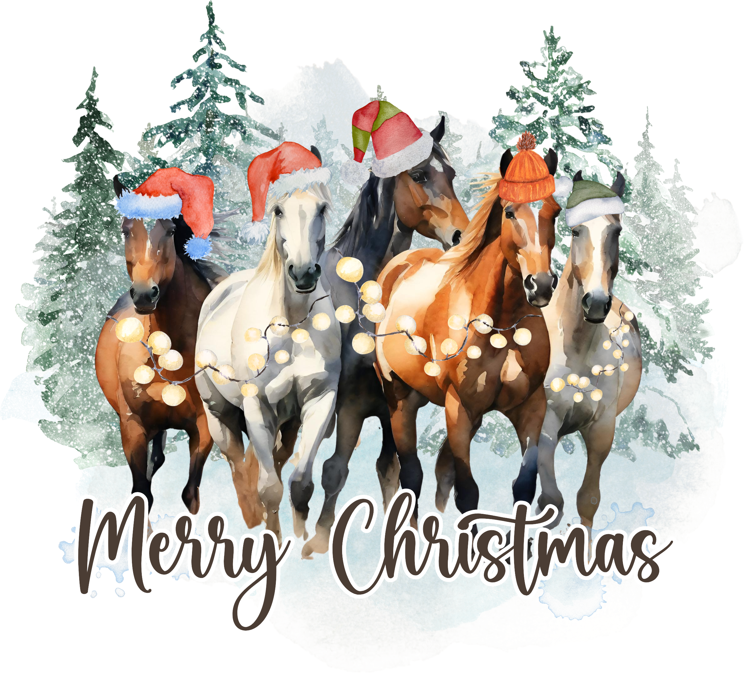 Merry Christmas Horses - Christmas Ready to Press DTF Transfer