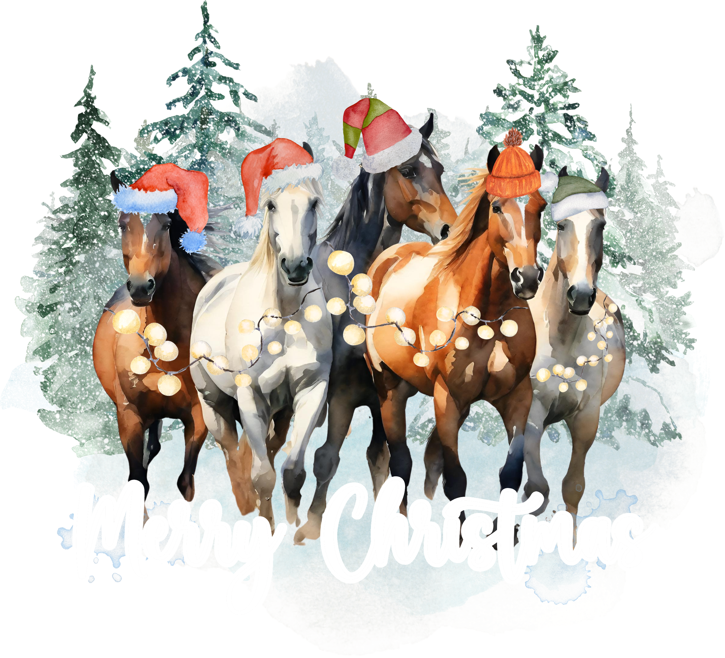 Merry Christmas Horses - Christmas Ready to Press DTF Transfer