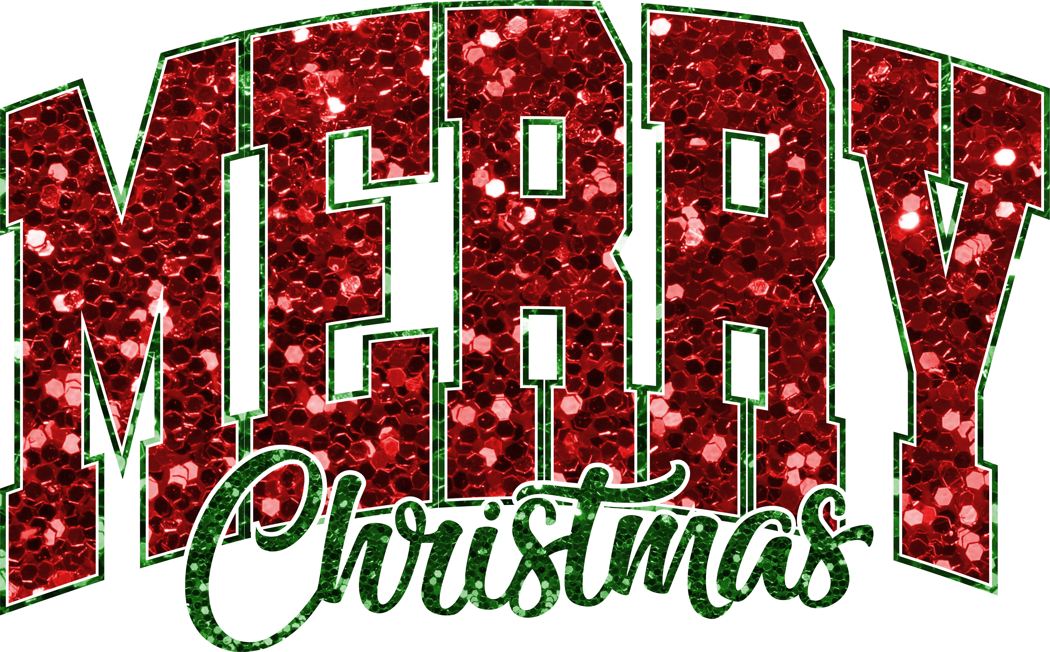 Glitter Merry Christmas - Christmas Ready to Press DTF Transfer