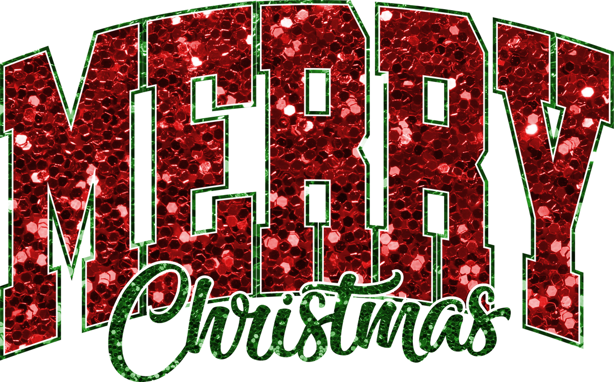 Glitter Merry Christmas - Christmas Ready to Press DTF Transfer