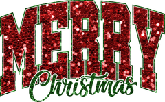 Glitter Merry Christmas - Christmas Ready to Press DTF Transfer