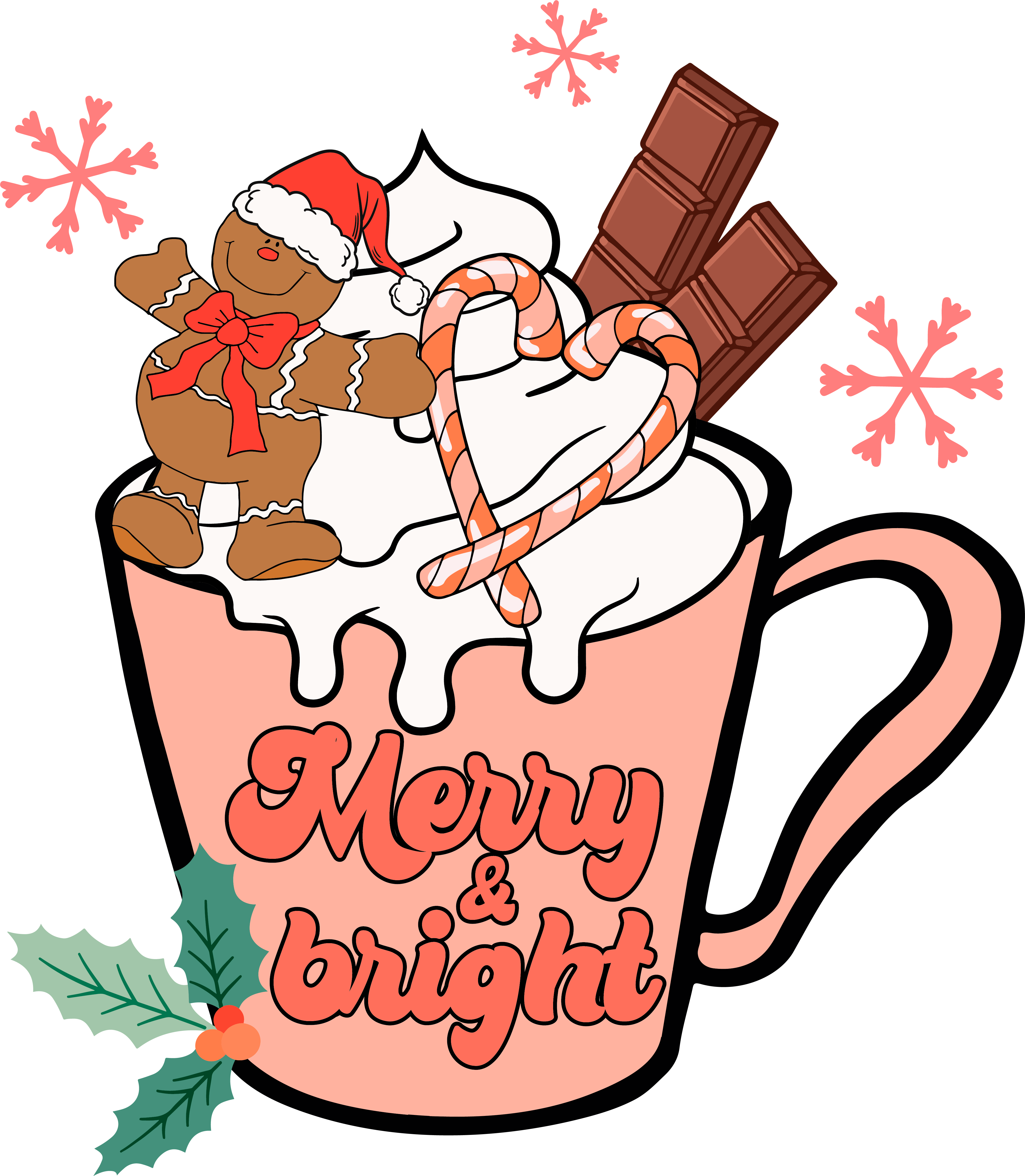 Merry And Bright Christmas Coffee - Christmas Ready to Press DTF Transfer