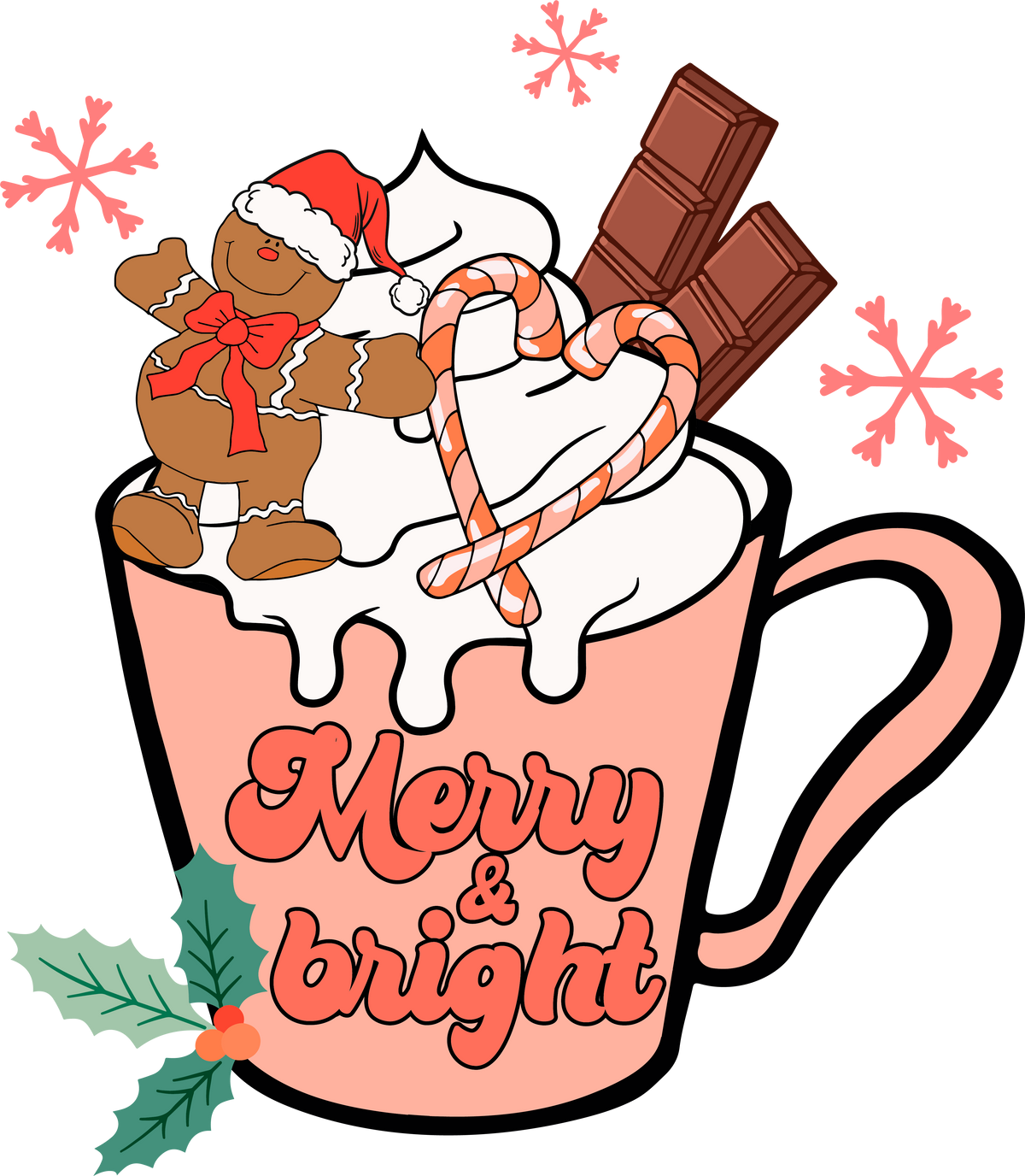 Merry And Bright Christmas Coffee - Christmas Ready to Press DTF Transfer