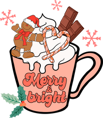 Merry And Bright Christmas Coffee - Christmas Ready to Press DTF Transfer