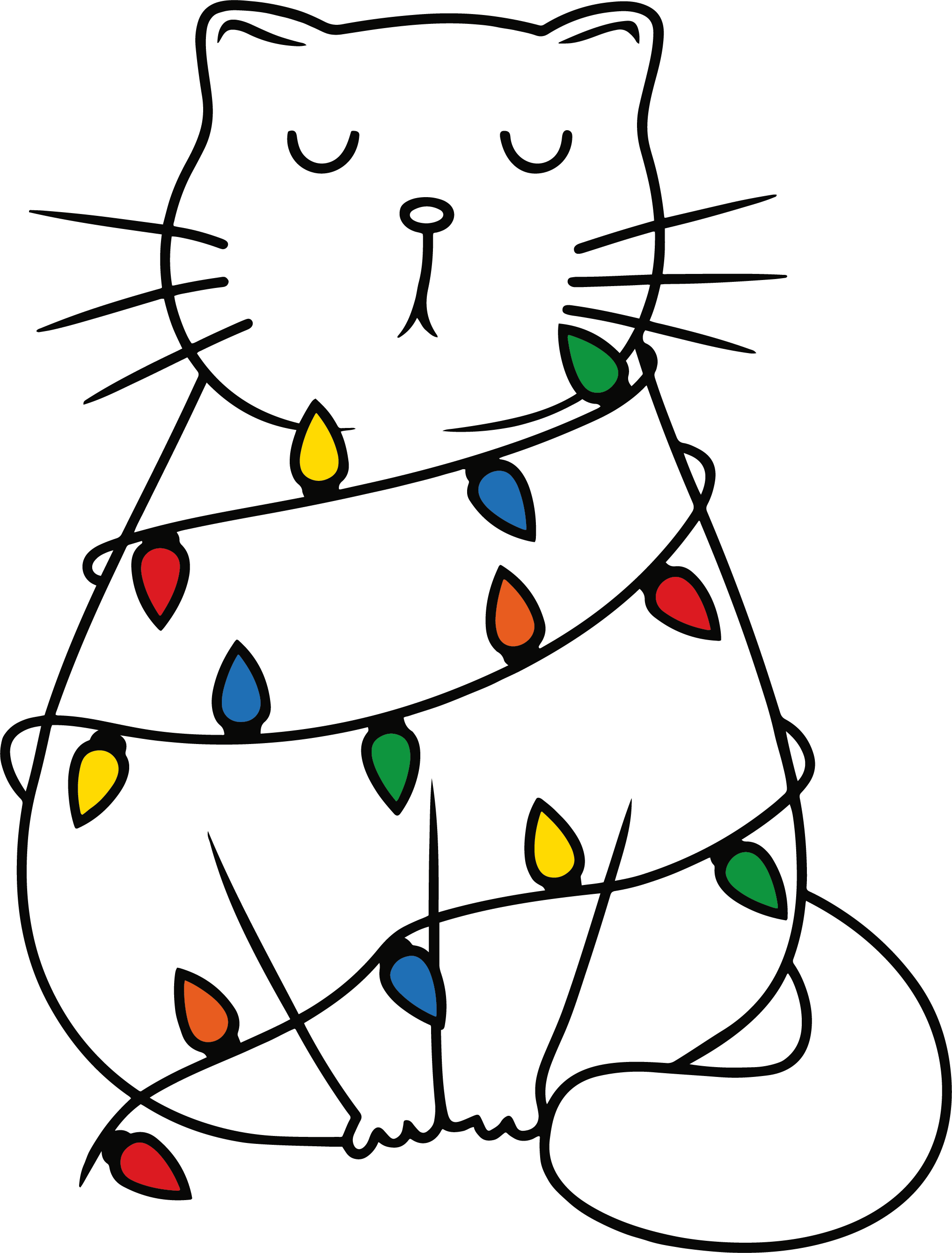 Christmas Lights Cat- Christmas Ready to Press DTF Transfer