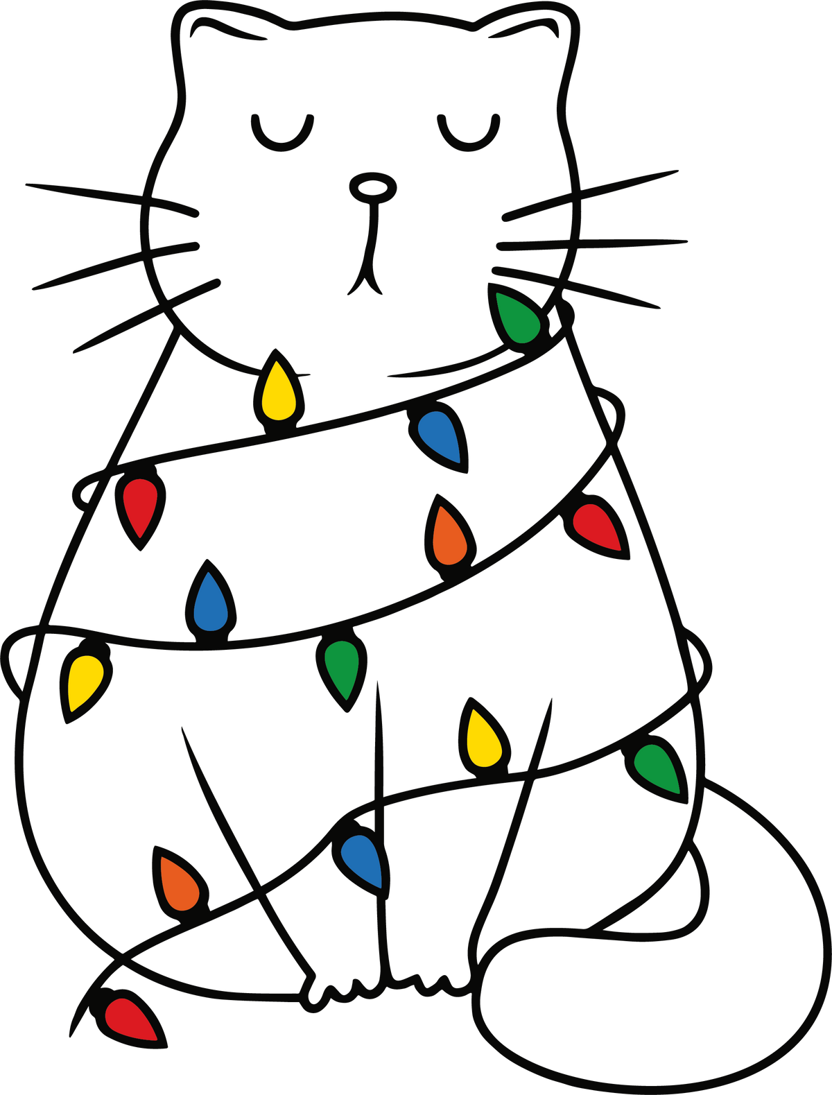 Christmas Lights Cat- Christmas Ready to Press DTF Transfer