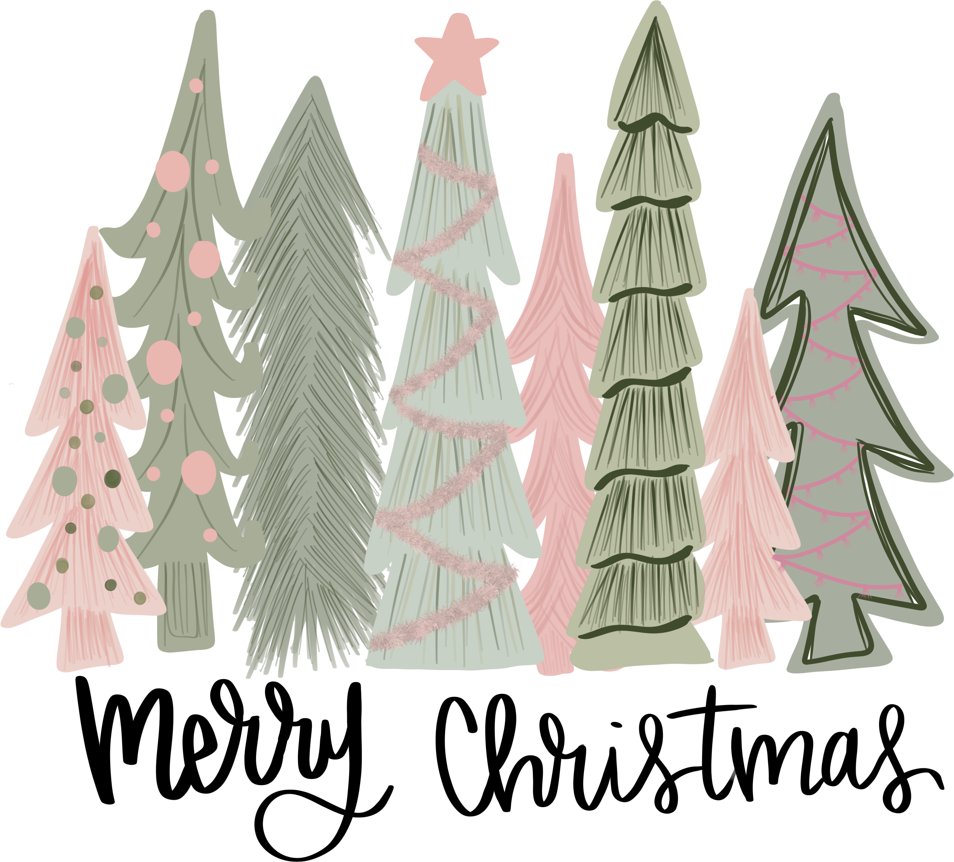 Merry Christmas Trees - Christmas Ready to Press DTF Transfer