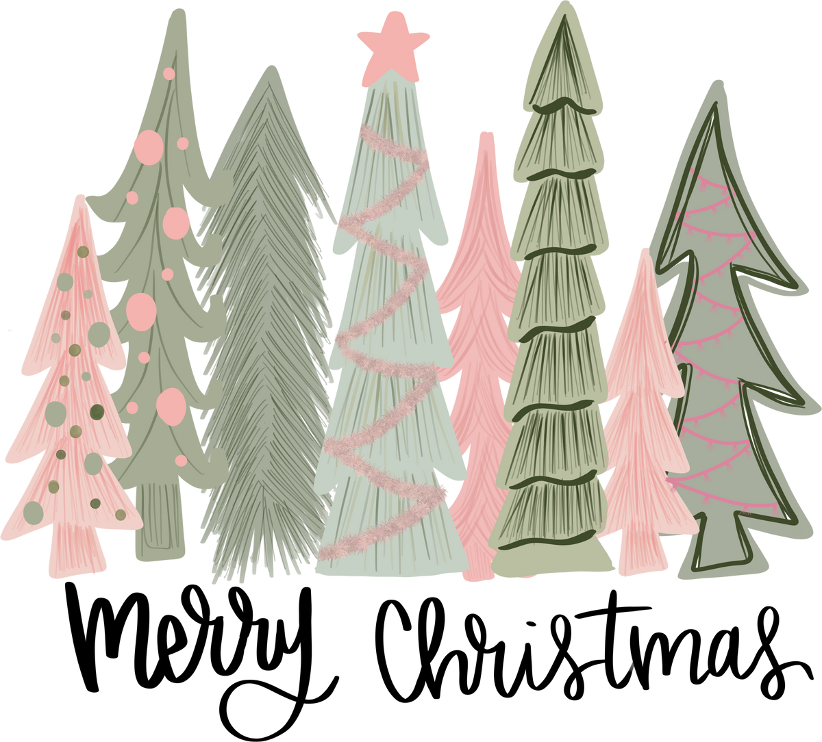 Merry Christmas Trees - Christmas Ready to Press DTF Transfer