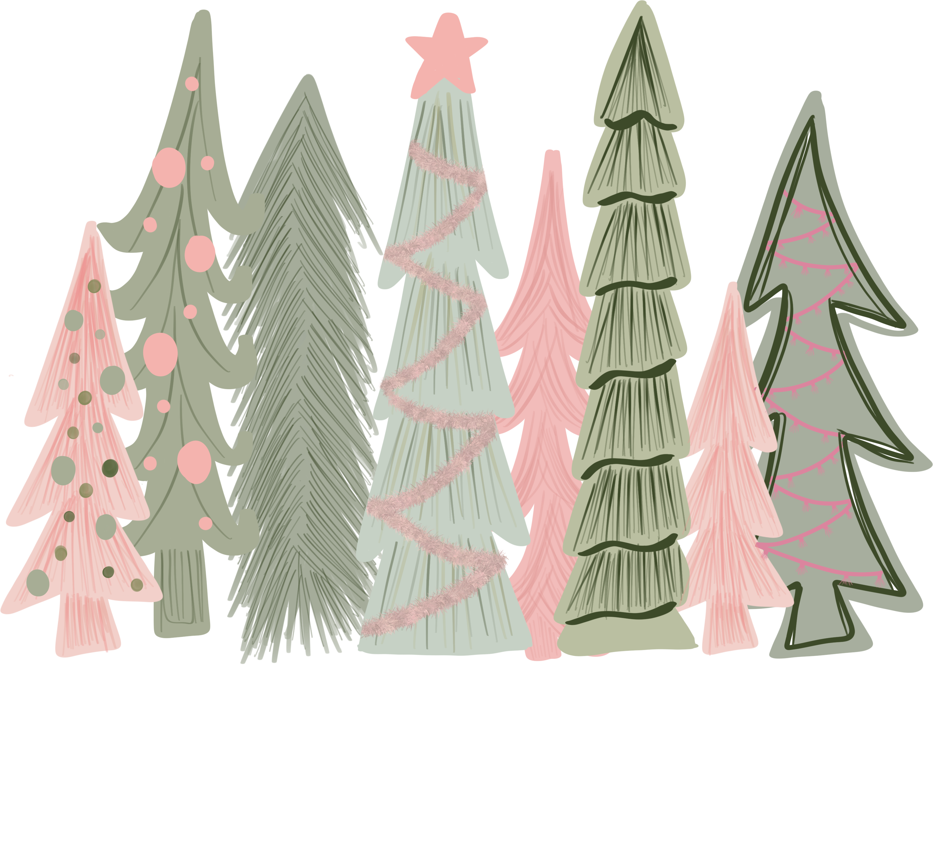 Merry Christmas Trees - Christmas Ready to Press DTF Transfer