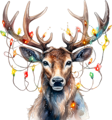 Christmas Lights Reindeer - Christmas Ready to Press DTF Transfer