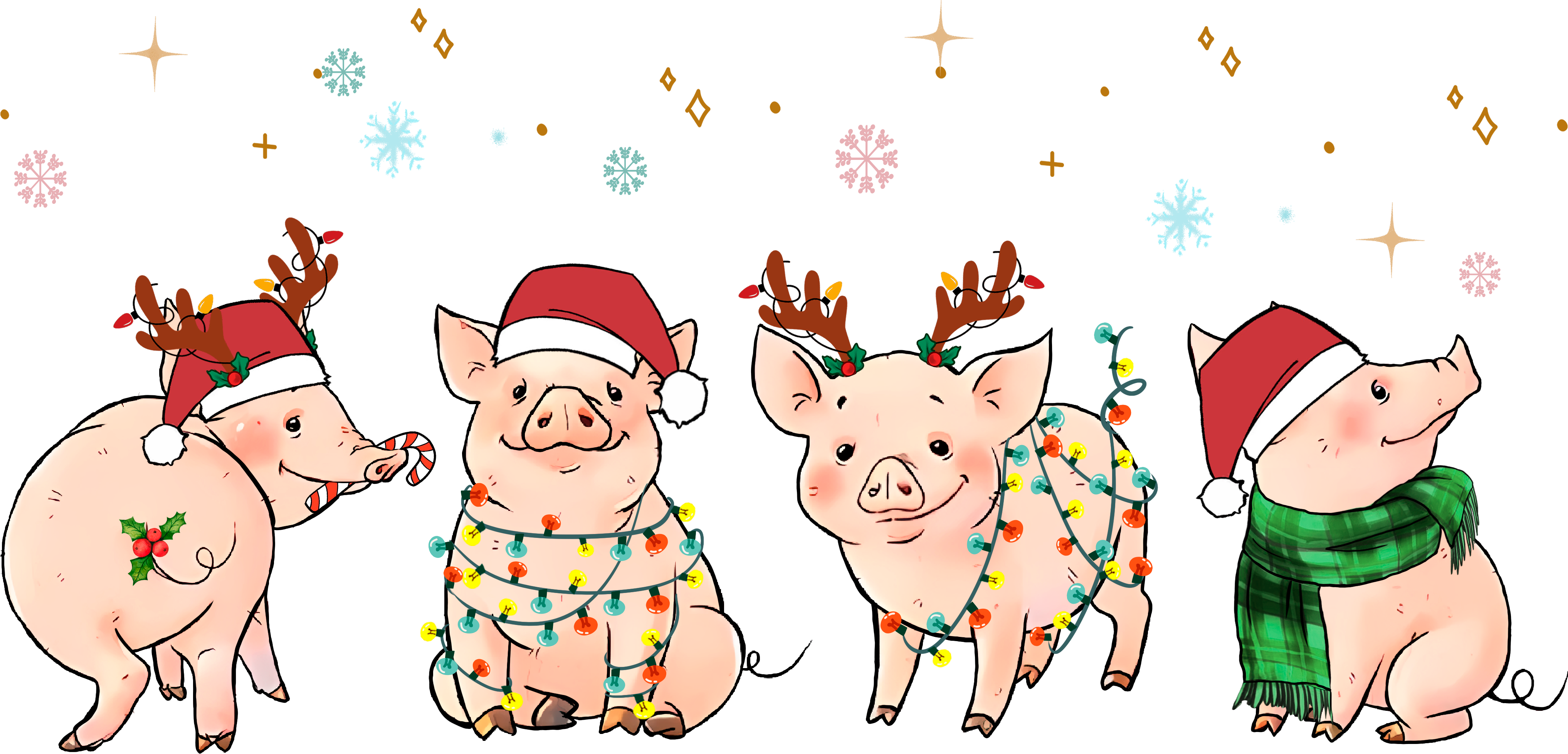 Christmas Pig - Christmas Ready to Press DTF Transfer