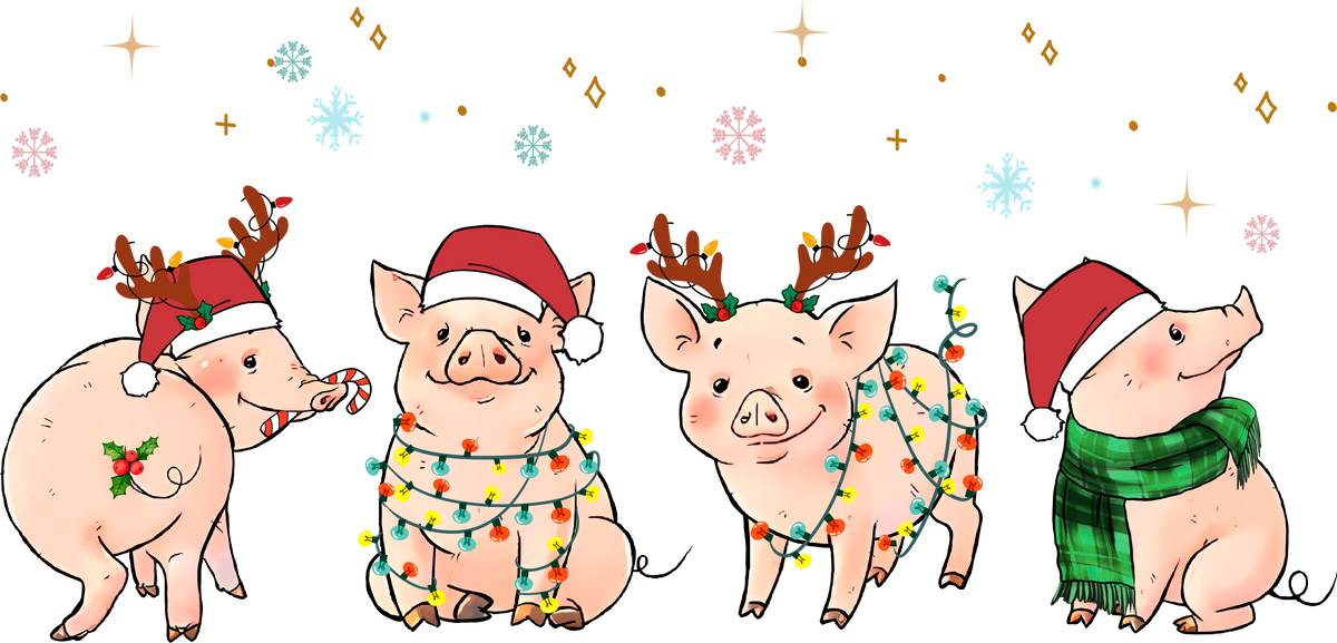 Christmas Pig - Christmas Ready to Press DTF Transfer