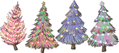 Colorful Christmas Trees - Christmas Ready to Press DTF Transfer