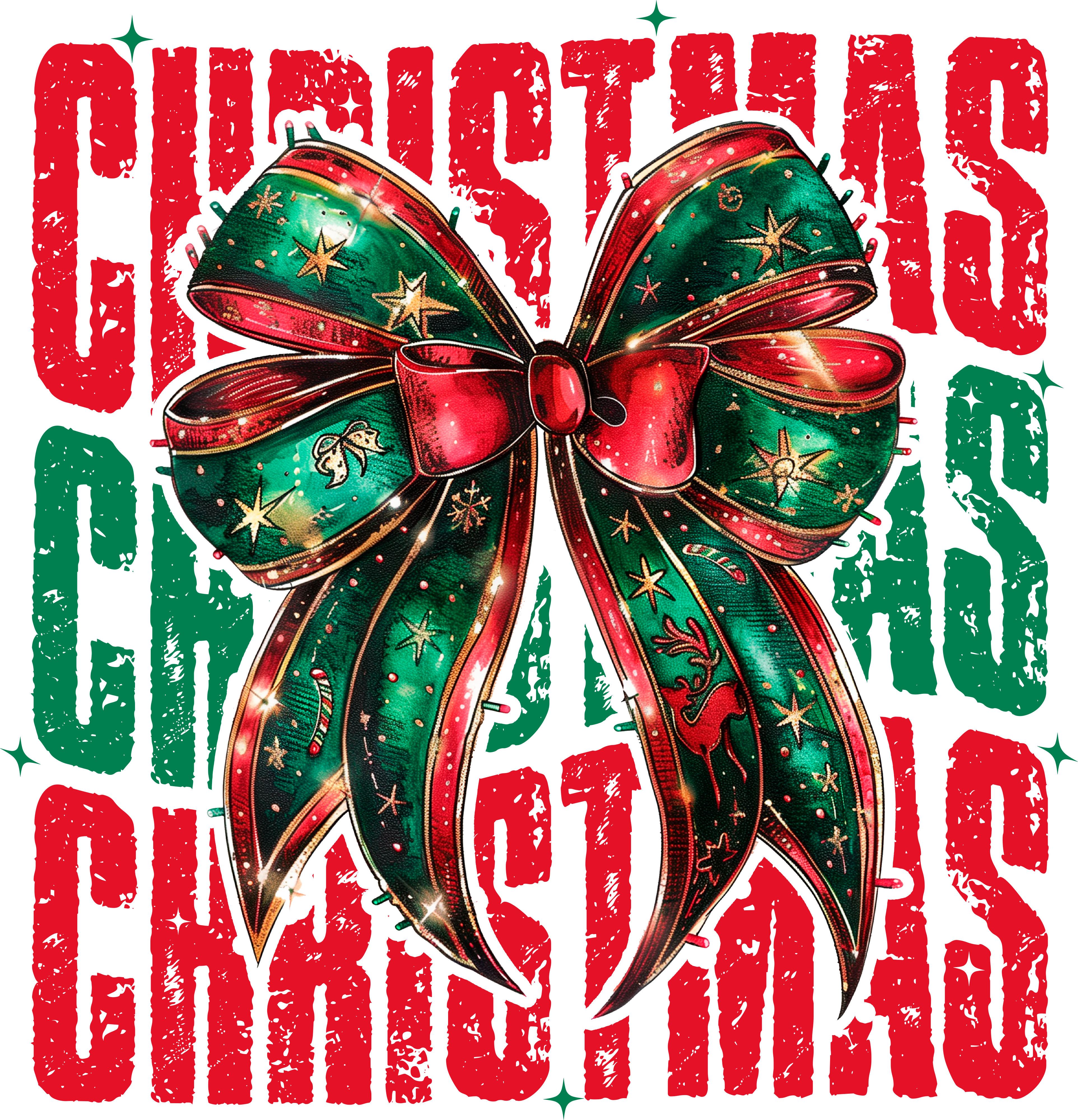 Christmas Bow - Christmas Ready to Press DTF Transfer