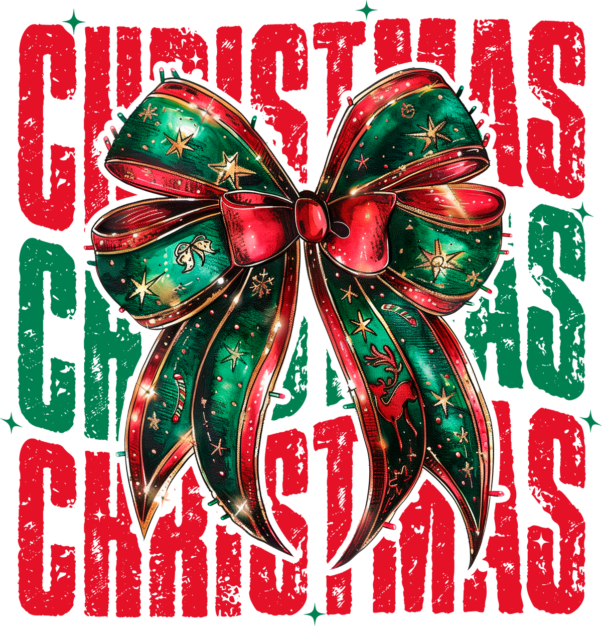 Christmas Bow - Christmas Ready to Press DTF Transfer