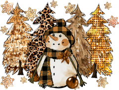 Snowman With Christmas Trees - Christmas Ready to Press DTF Transfer