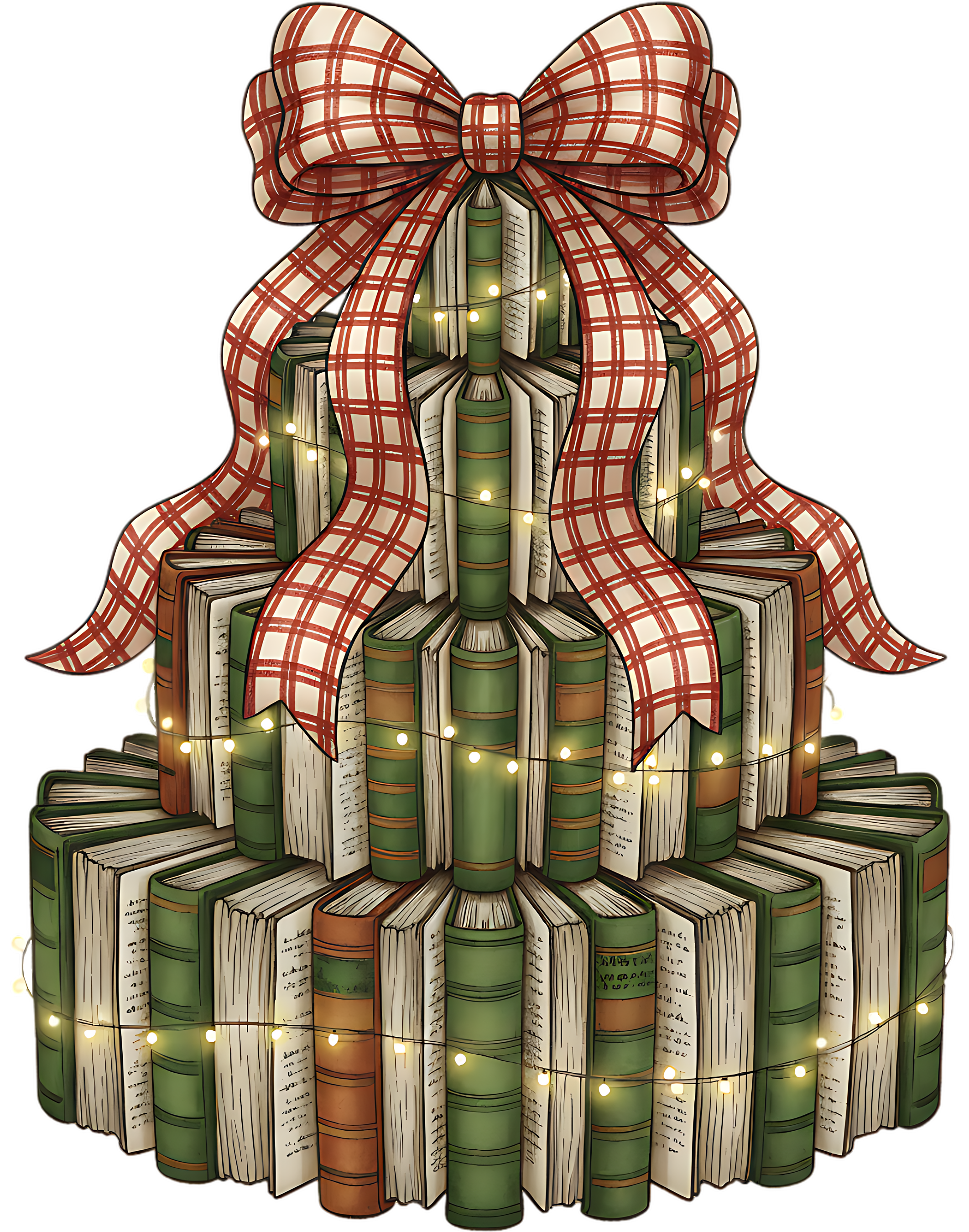 Book Christmas Tree - Christmas Ready to Press DTF Transfer