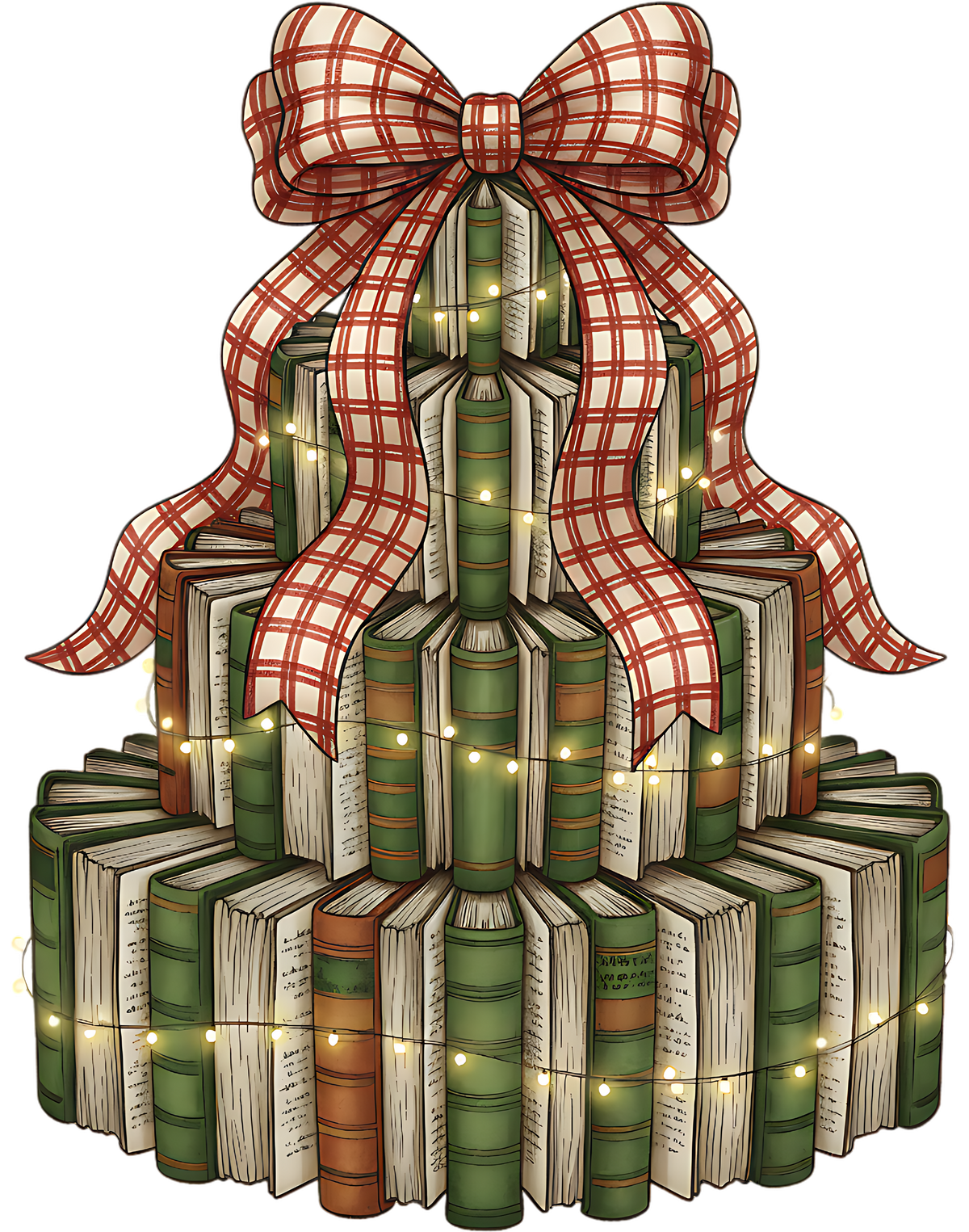 Book Christmas Tree - Christmas Ready to Press DTF Transfer