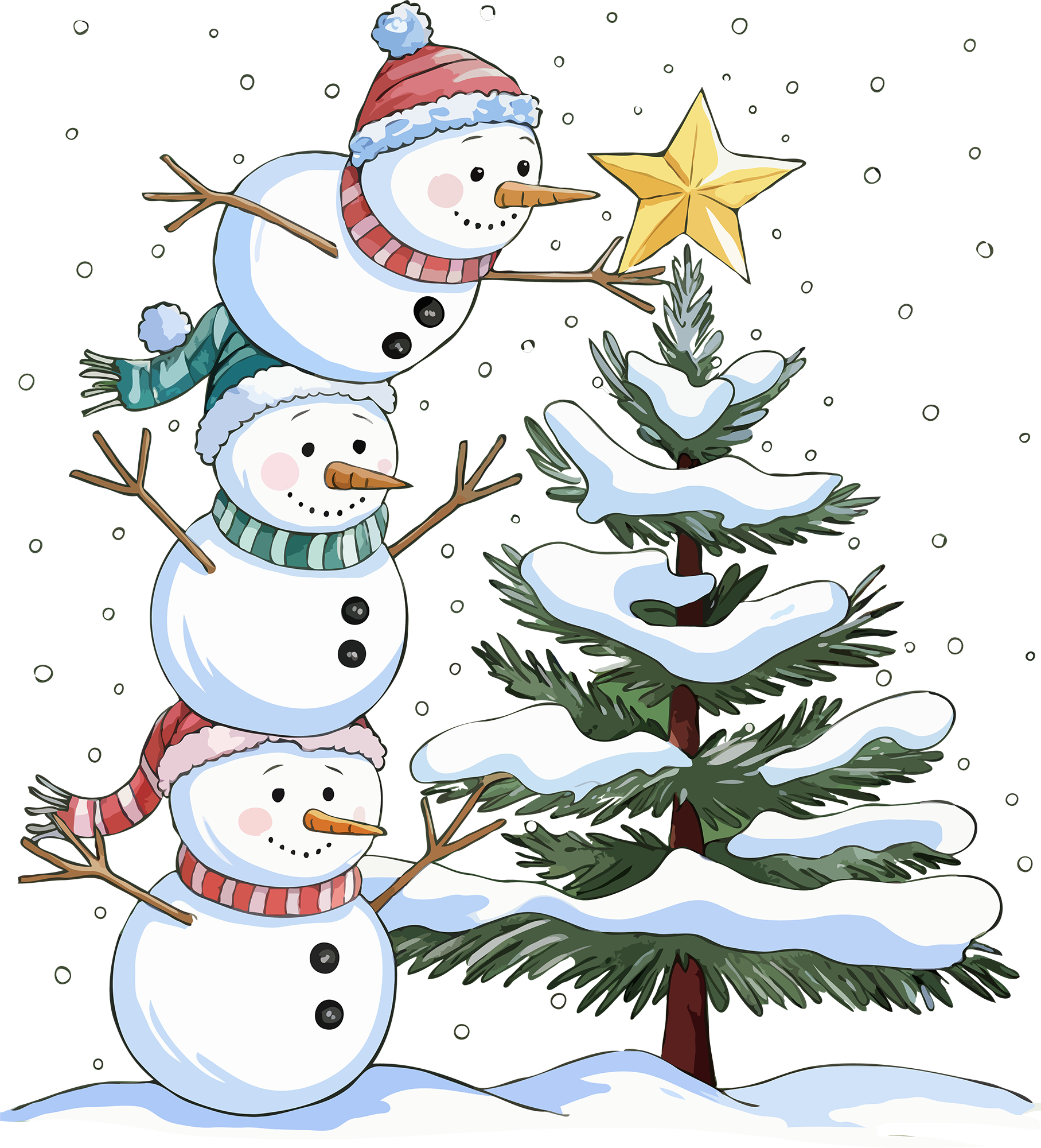 Snowman Christmas Tree - Christmas Ready to Press DTF Transfer