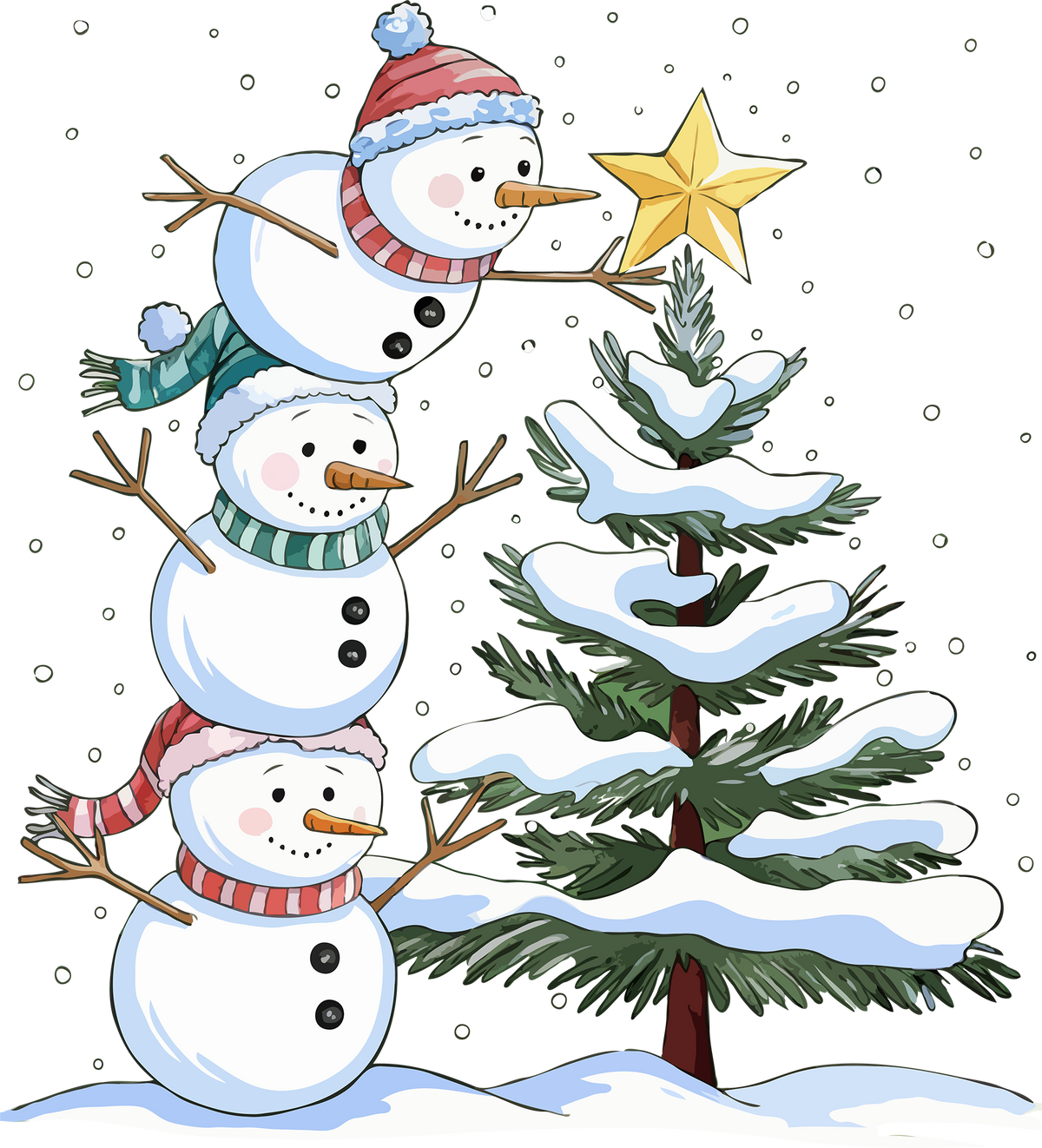 Snowman Christmas Tree - Christmas Ready to Press DTF Transfer