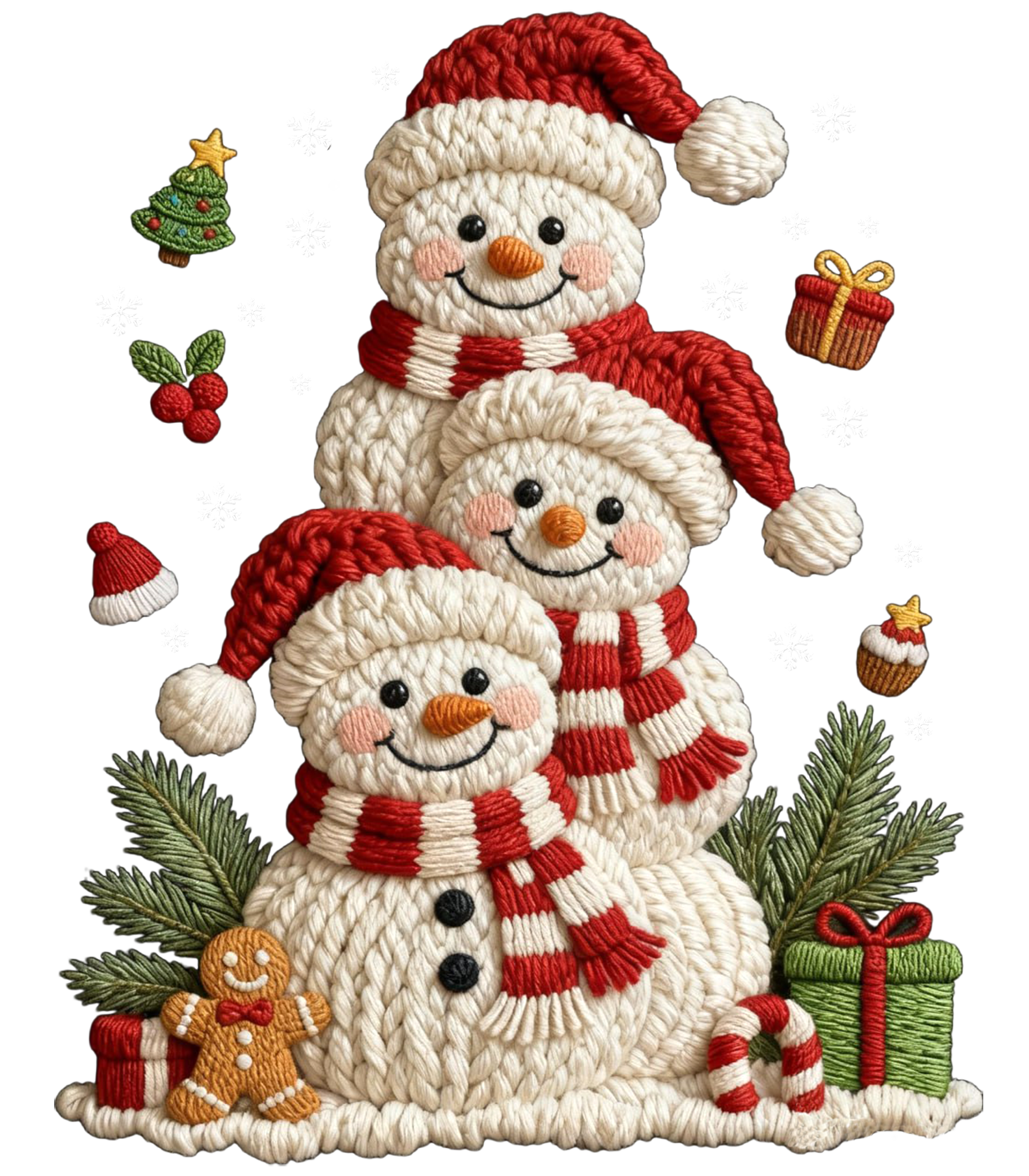 Faux Yarn Snowman - Christmas Ready to Press DTF Transfer