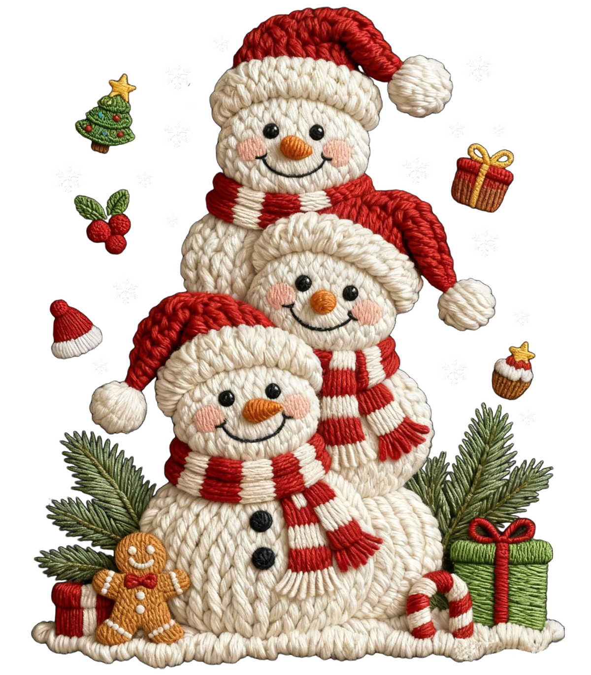 Faux Yarn Snowman - Christmas Ready to Press DTF Transfer