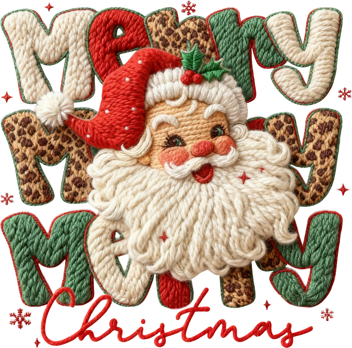 Faux Yarn Merry Christmas Santa - Christmas Ready to Press DTF Transfer