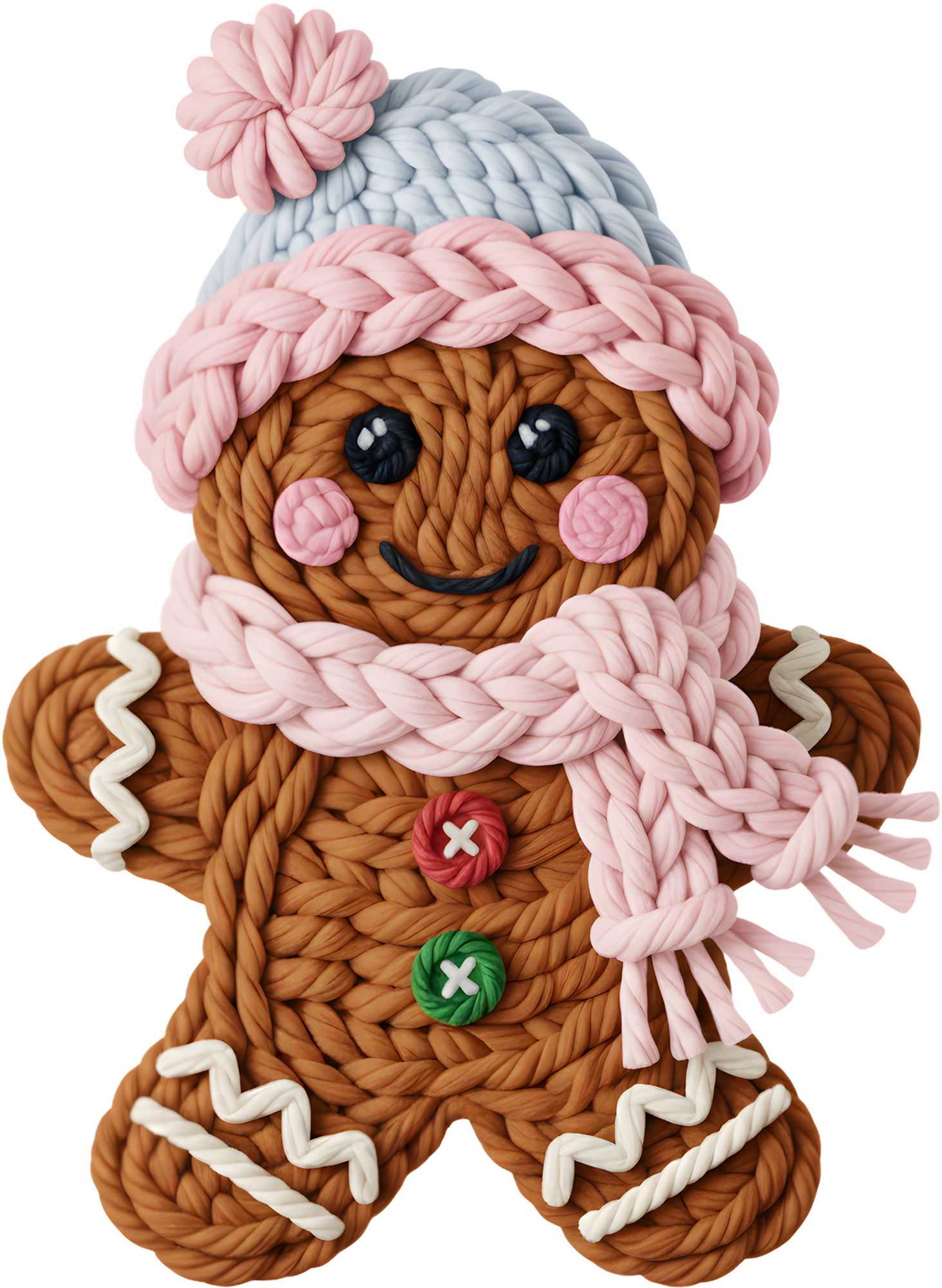Faux Yarn Gingerbread Man - Christmas Ready to Press DTF Transfer