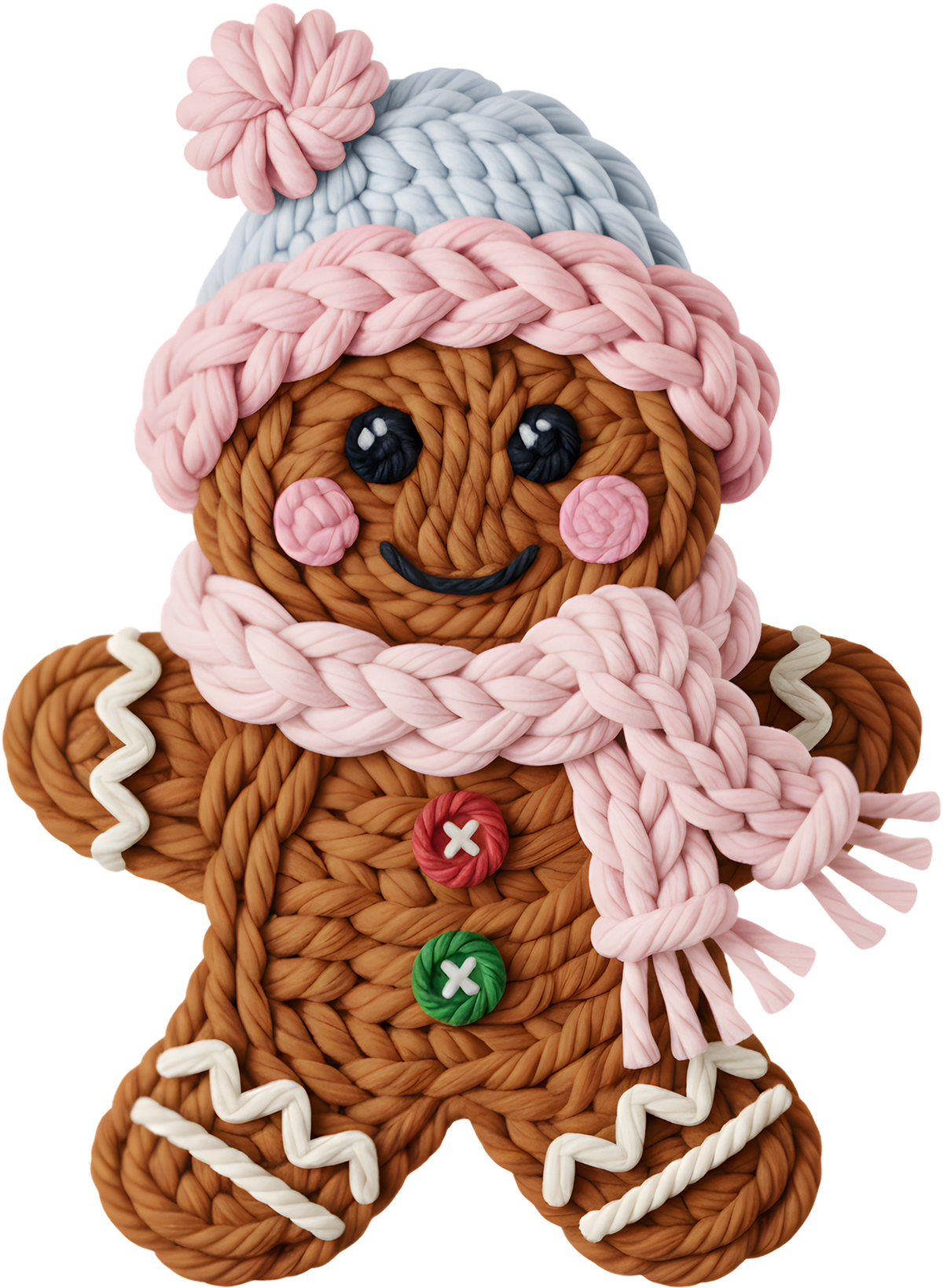 Faux Yarn Gingerbread Man - Christmas Ready to Press DTF Transfer