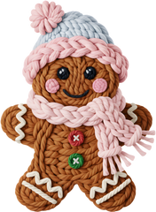 Faux Yarn Gingerbread Man - Christmas Ready to Press DTF Transfer