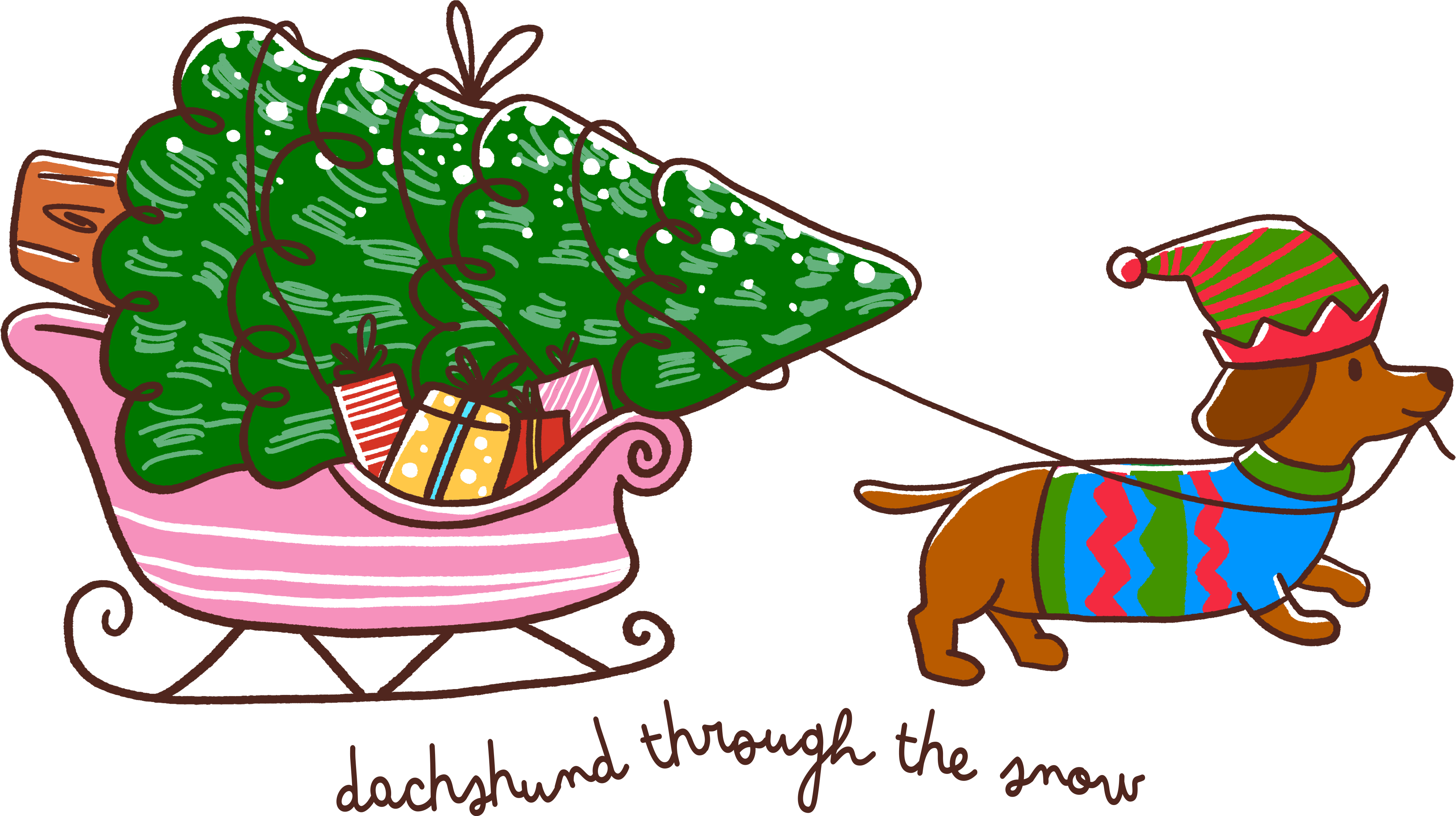 Dachshund Through The Snow - Christmas Ready to Press DTF Transfer