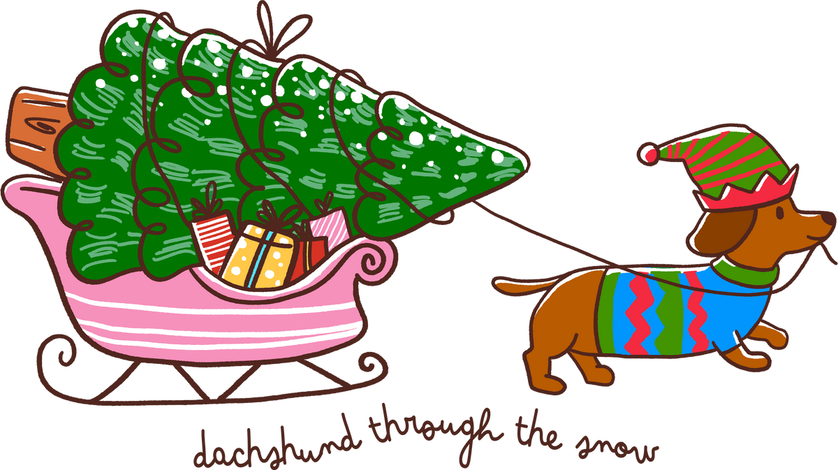 Dachshund Through The Snow - Christmas Ready to Press DTF Transfer