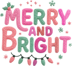 Faux Yarn Merry And Bright - Christmas Ready to Press DTF Transfer