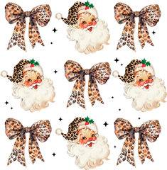 Santa Leopard Bow - Christmas Ready to Press DTF Transfer