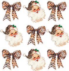 Santa Leopard Bow - Christmas Ready to Press DTF Transfer