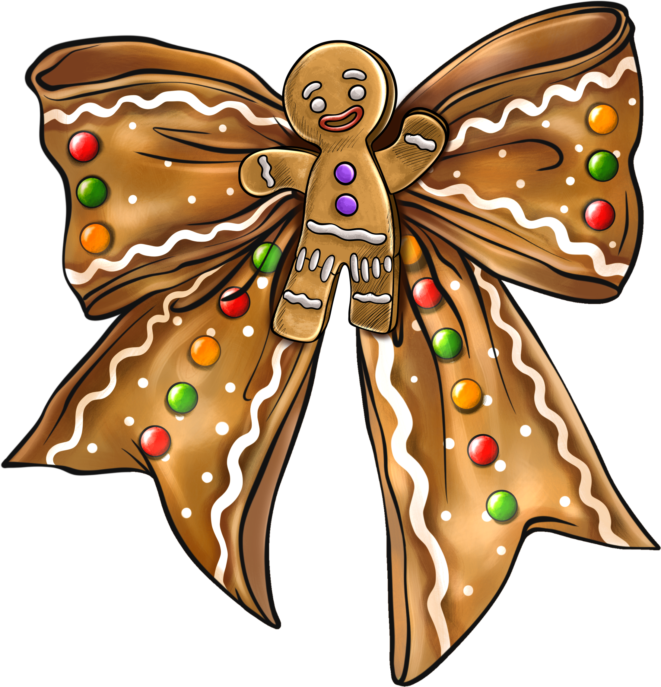 Gingerbread Bow - Christmas Ready to Press DTF Transfer