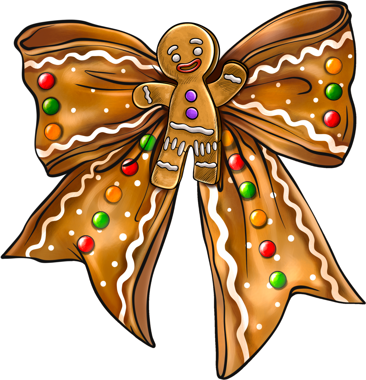 Gingerbread Bow - Christmas Ready to Press DTF Transfer
