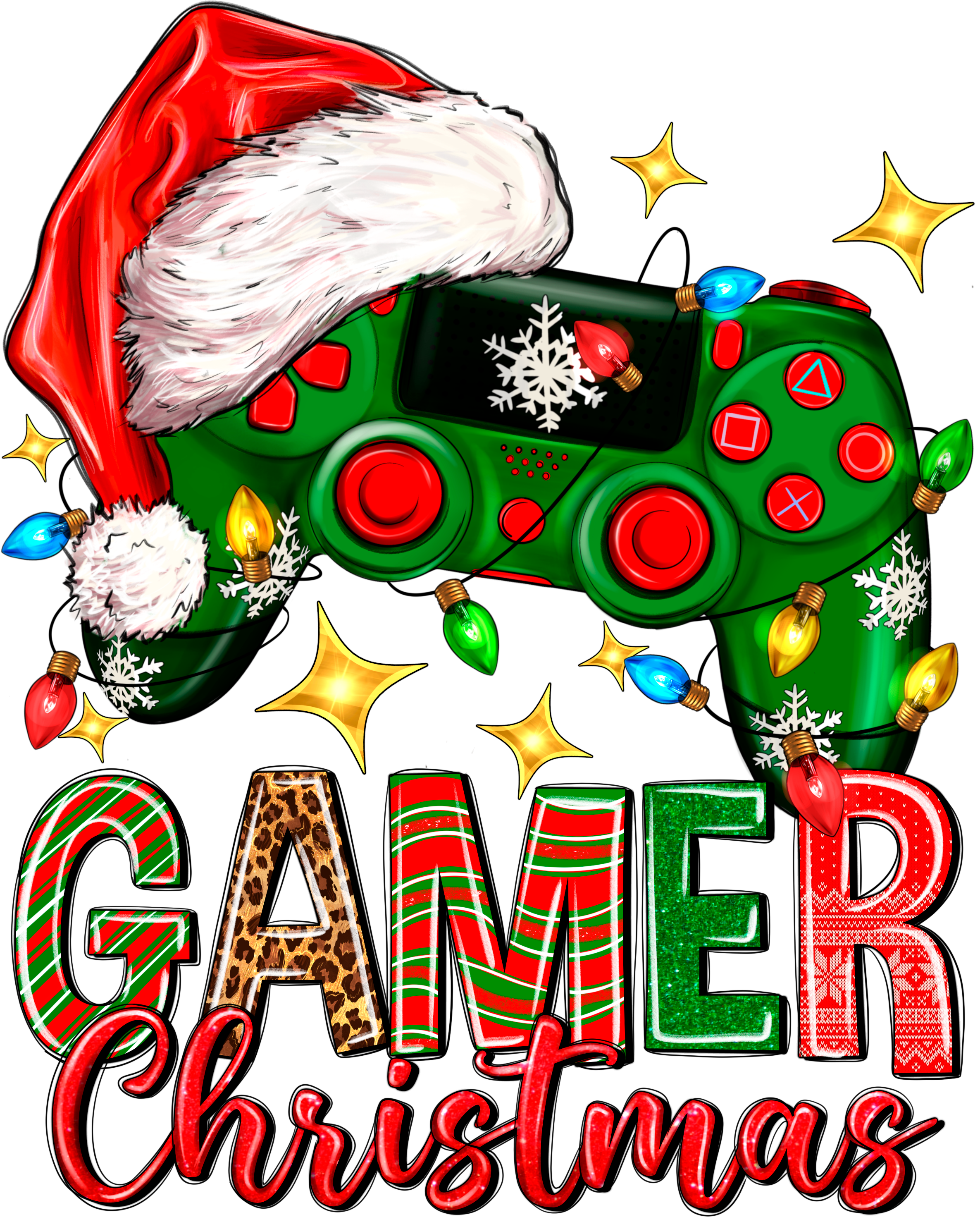Gamer Christmas - Christmas Ready to Press DTF Transfer