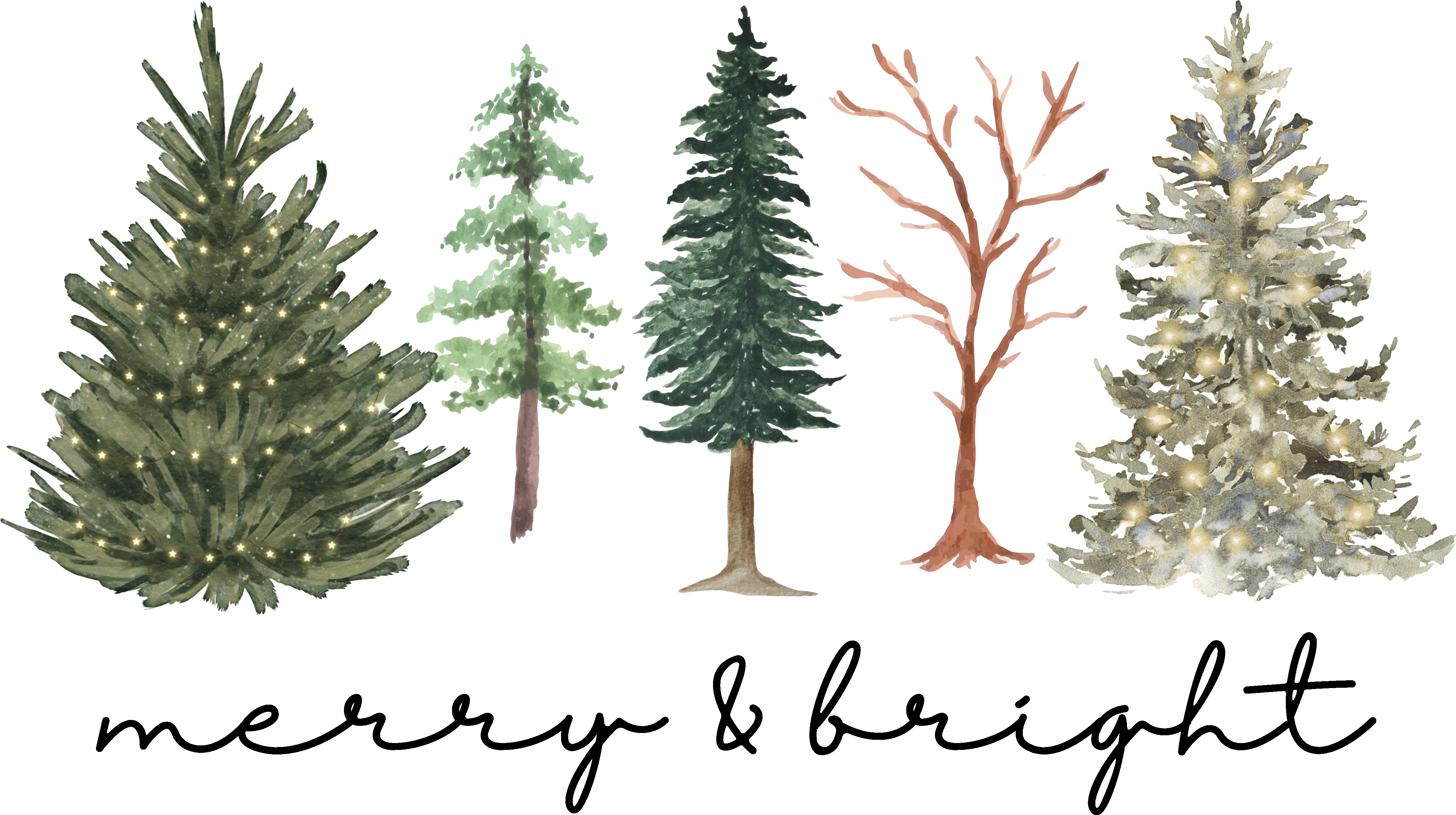 Merry & Bright Trees - Christmas Ready to Press DTF Transfer
