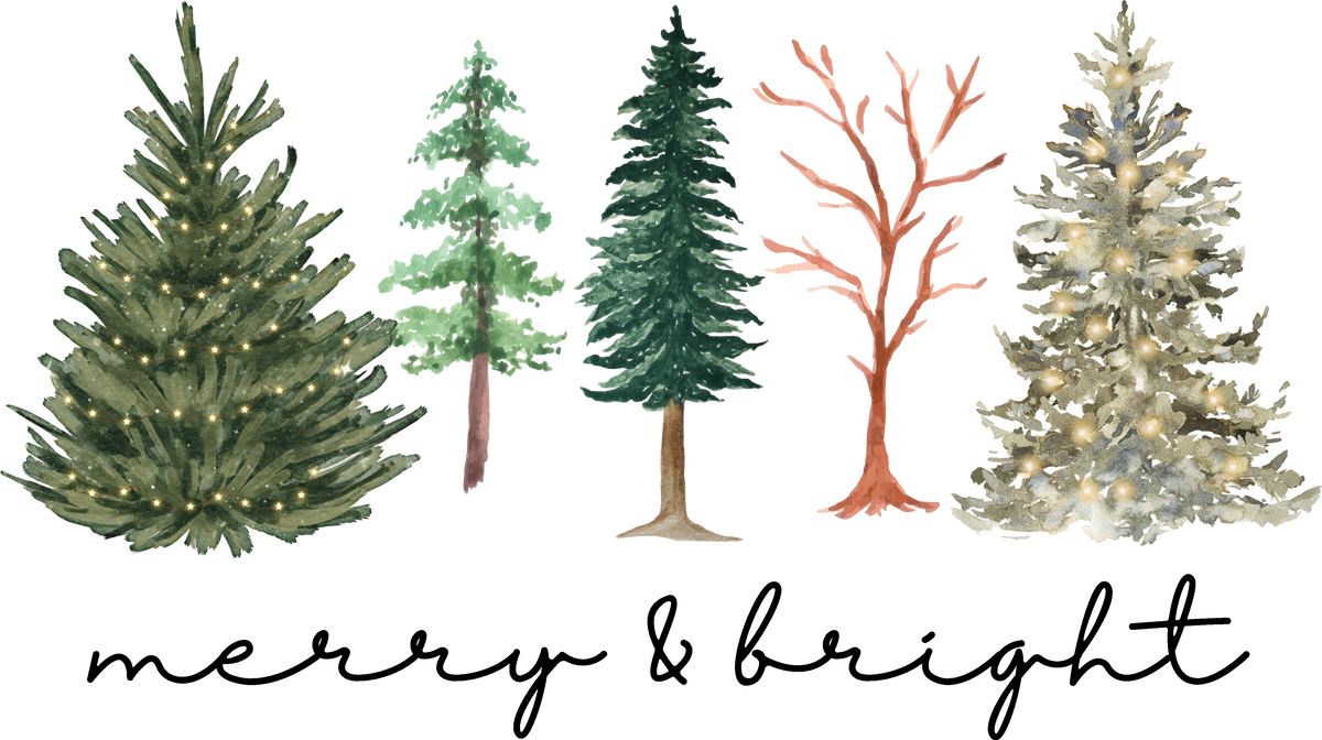 Merry & Bright Trees - Christmas Ready to Press DTF Transfer