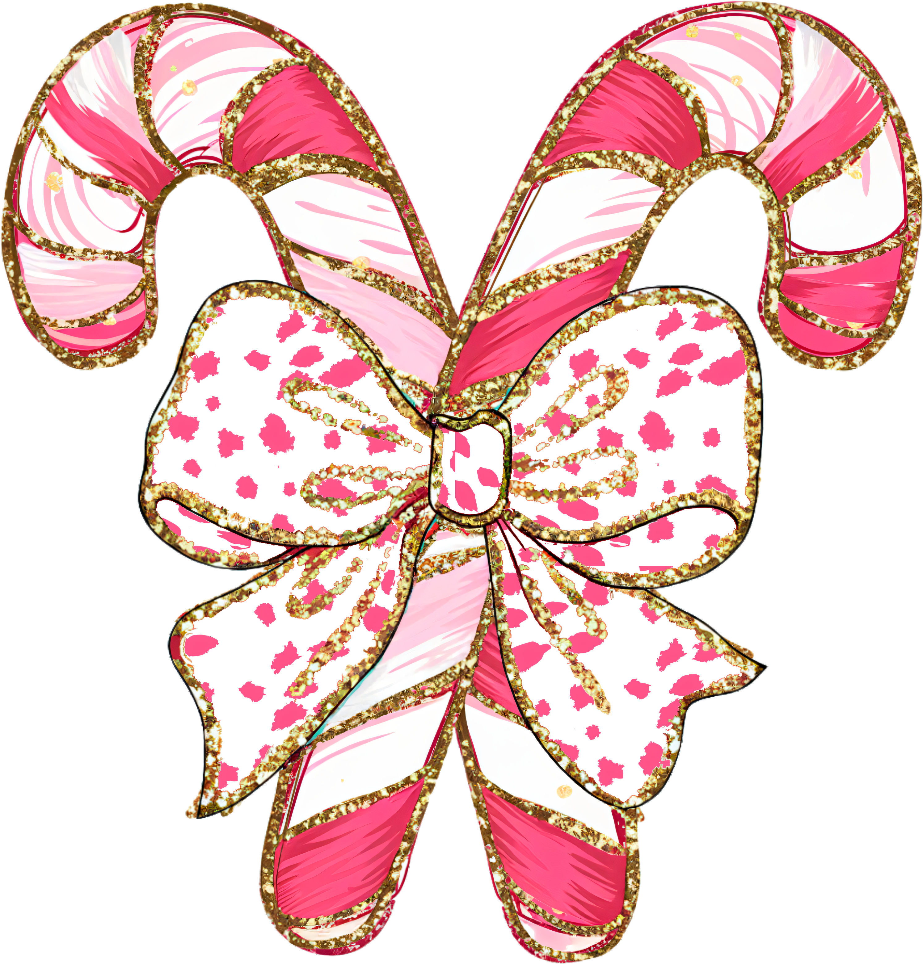Pink Candy Cane Coquette Bow - Christmas Ready to Press DTF Transfer
