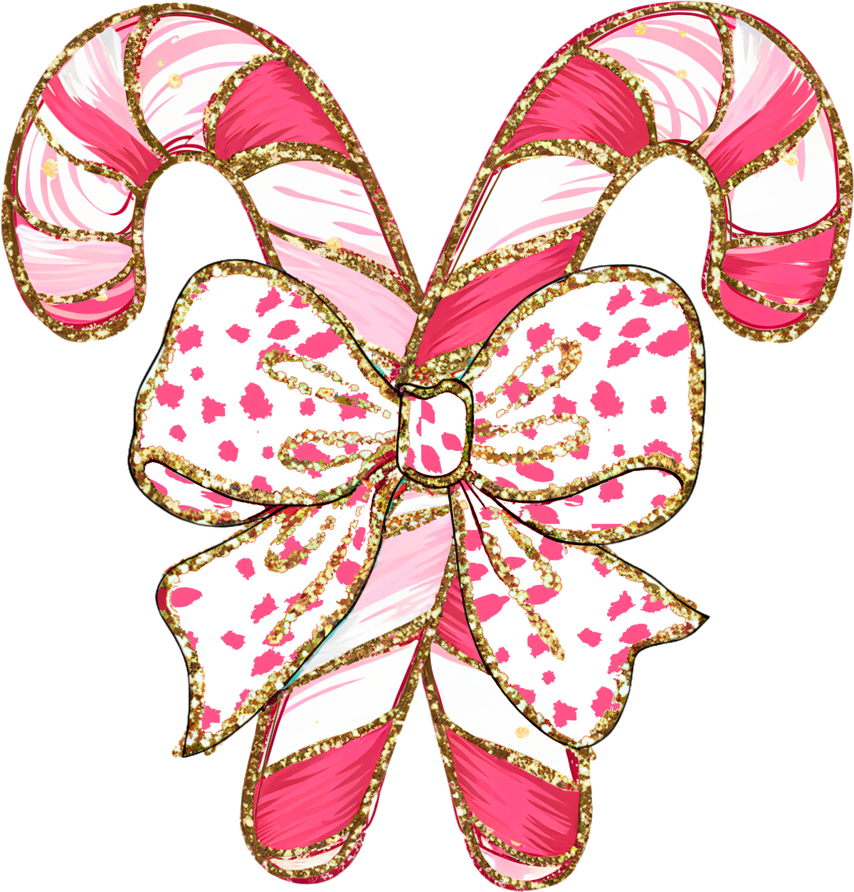 Pink Candy Cane Coquette Bow - Christmas Ready to Press DTF Transfer
