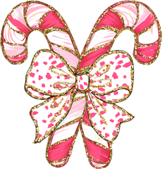 Pink Candy Cane Coquette Bow - Christmas Ready to Press DTF Transfer