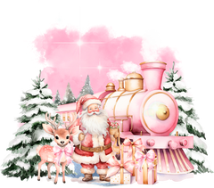 Pink Santa Snowman Train - Christmas Ready to Press DTF Transfer