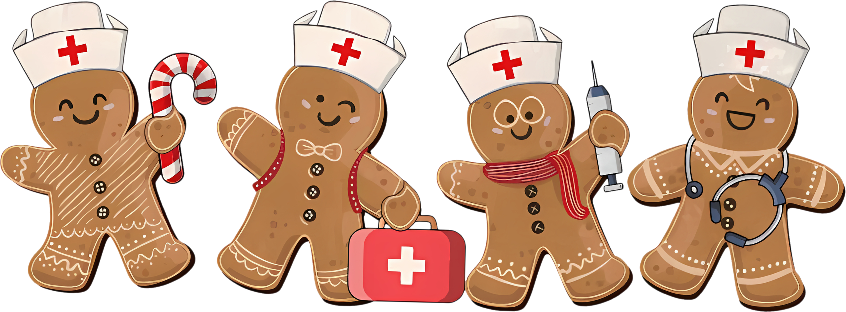 Gingerbread Nurse Christmas - Christmas Ready to Press DTF Transfer