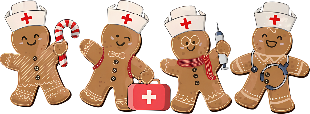 Gingerbread Nurse Christmas - Christmas Ready to Press DTF Transfer