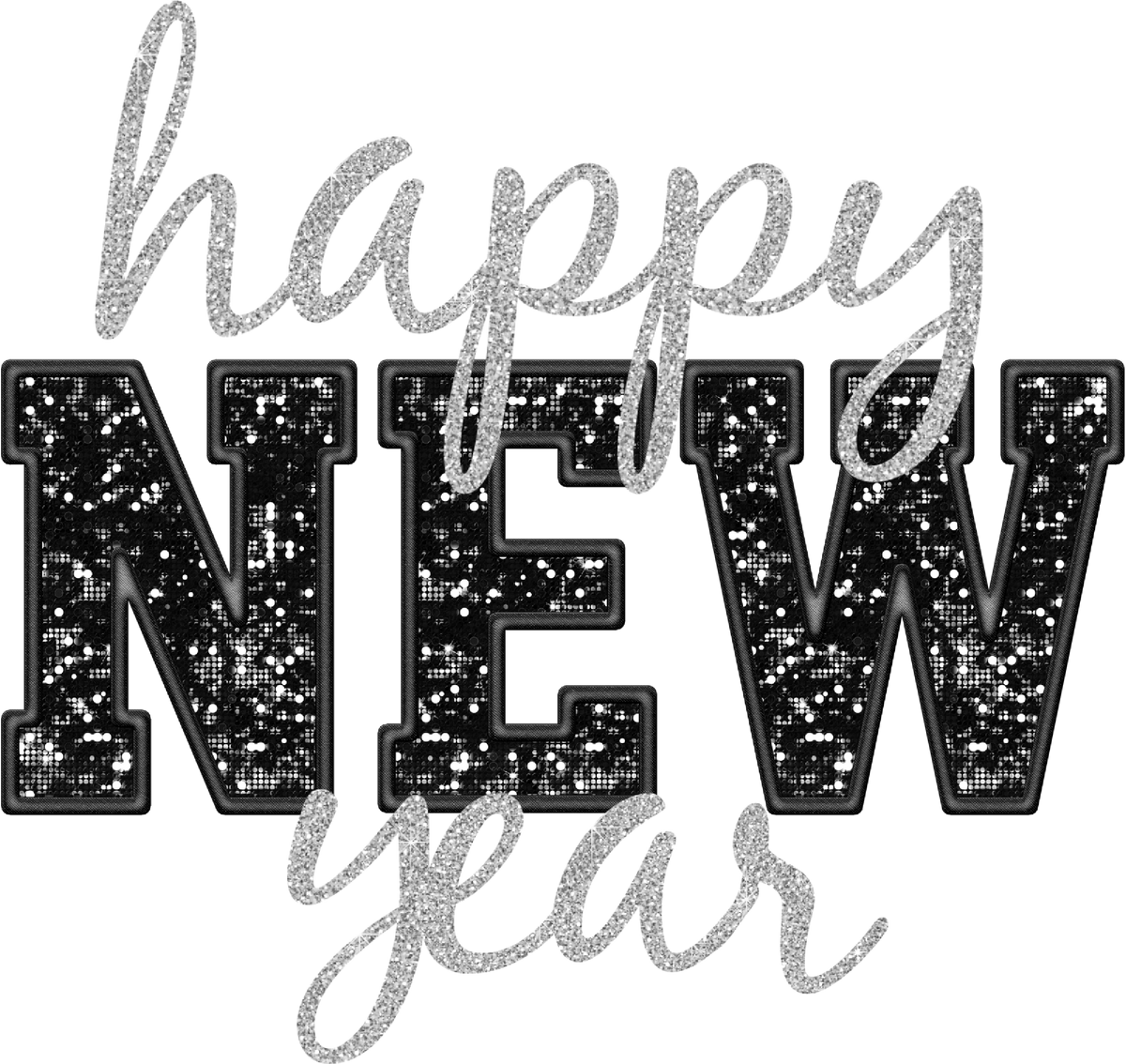 Glitter Happy New Year - Christmas Ready to Press DTF Transfer