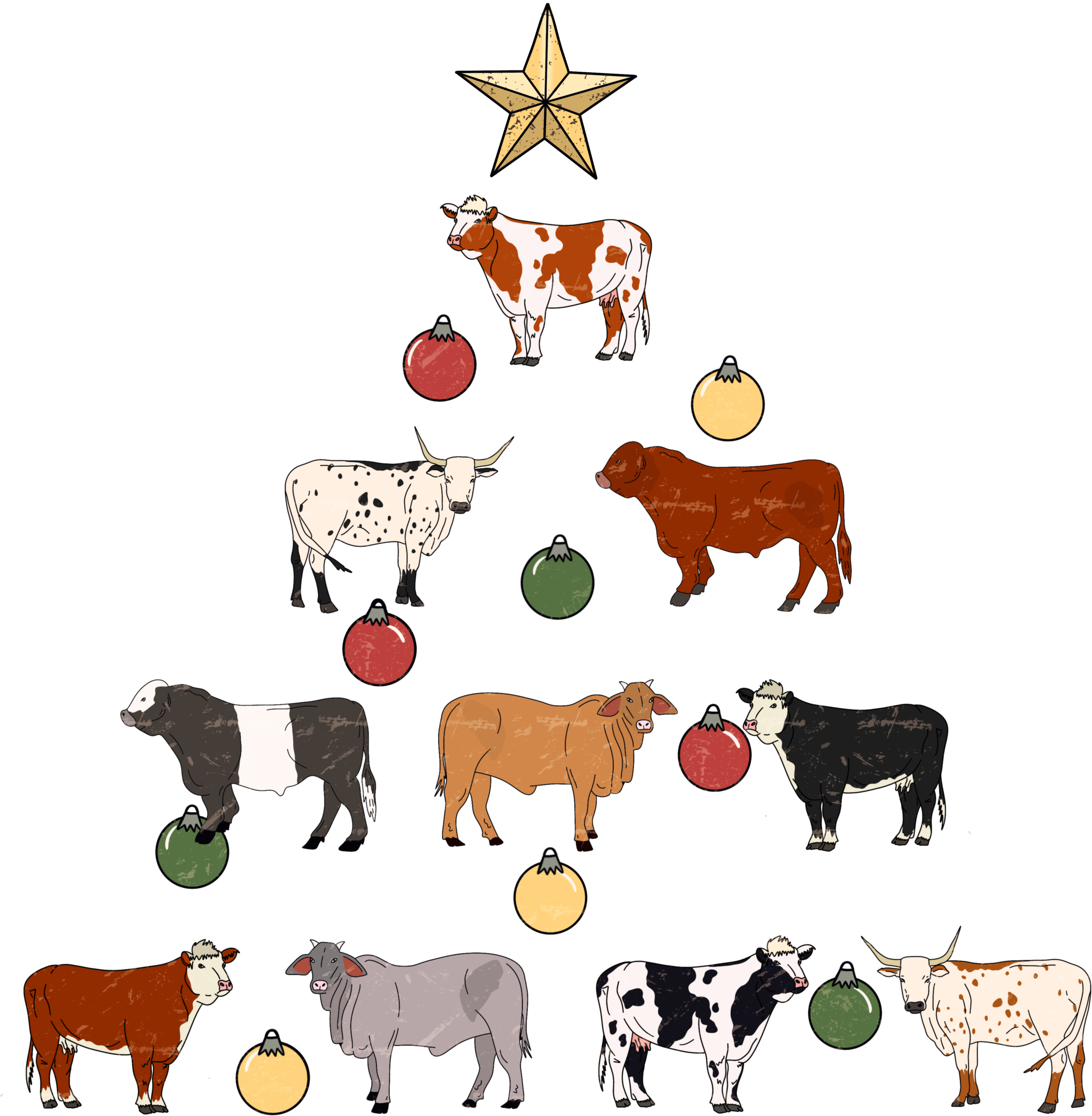 Cow Christmas Tree - Christmas Ready to Press DTF Transfer