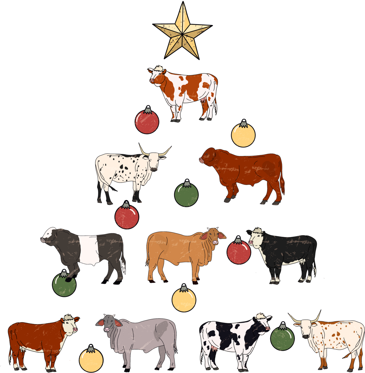 Cow Christmas Tree - Christmas Ready to Press DTF Transfer