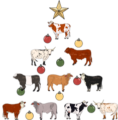 Cow Christmas Tree - Christmas Ready to Press DTF Transfer